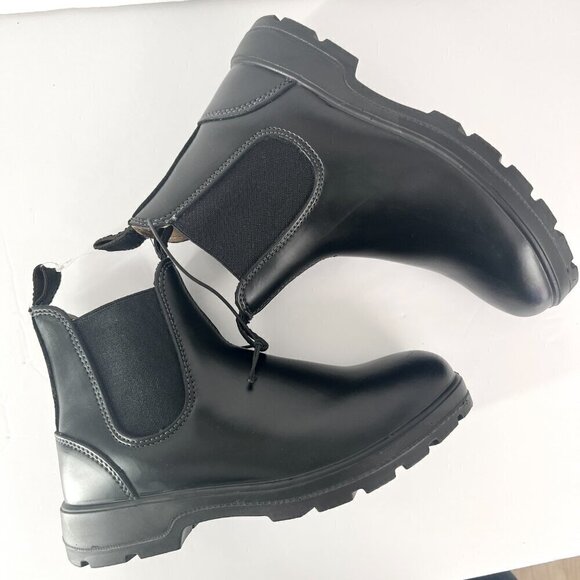 NWOT Aquatherm Bryanna Black Leather Pull On Water Resistant Chelsea Boots Sz 9 - Picture 7 of 16